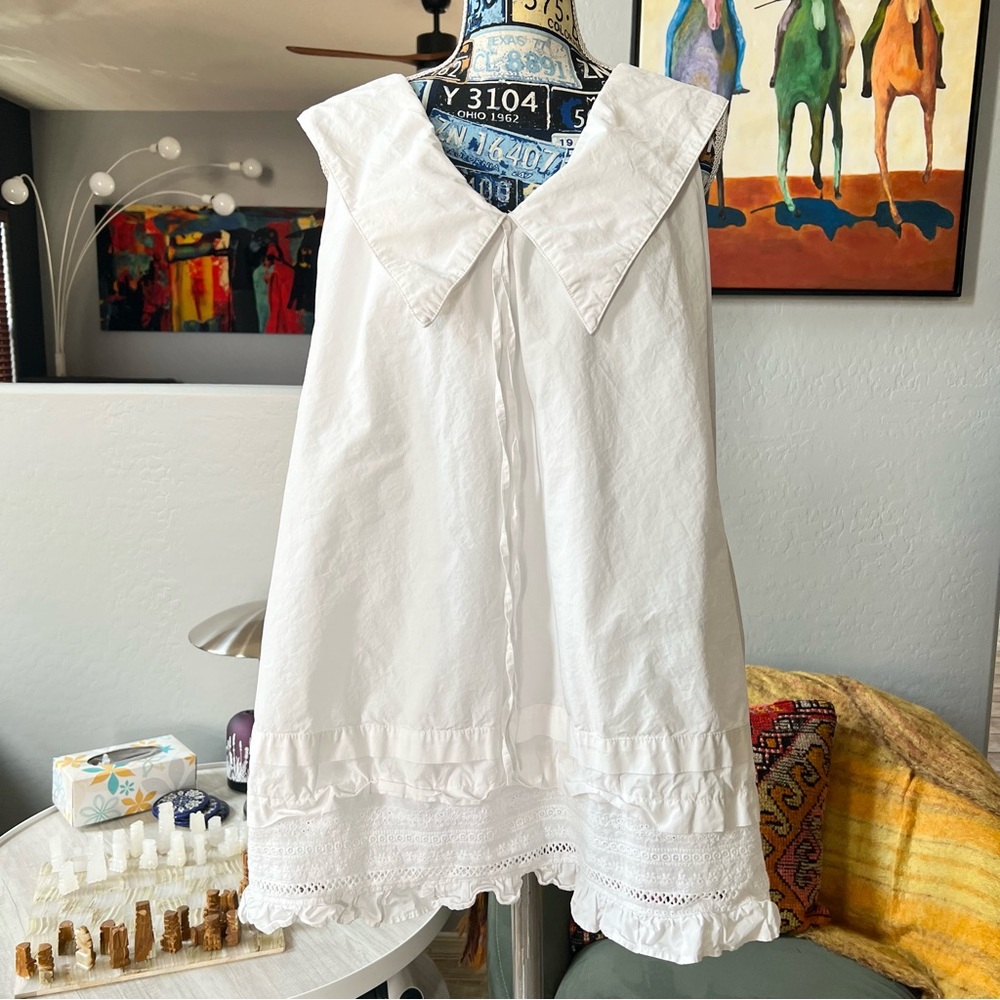 This is a Lisa Says Gah Jenny Mini Dress in white poplin cotton